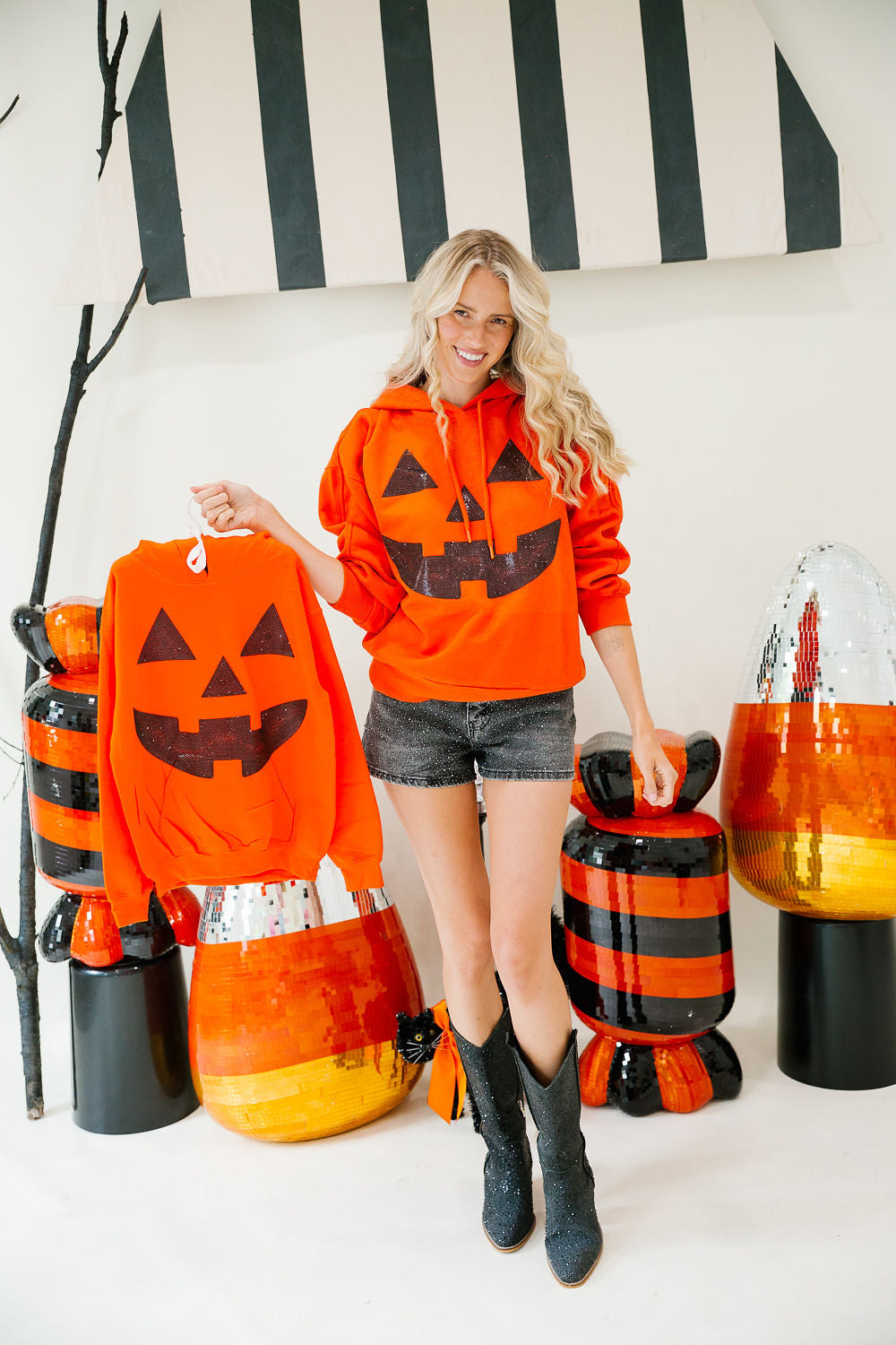 PUMPKIN FACE ORANGE HOODIE