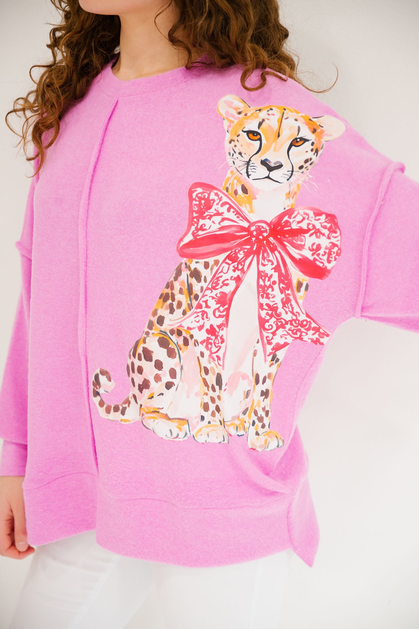 WILD FOR YOU PINK LAYER TOP PULLOVER Judith March