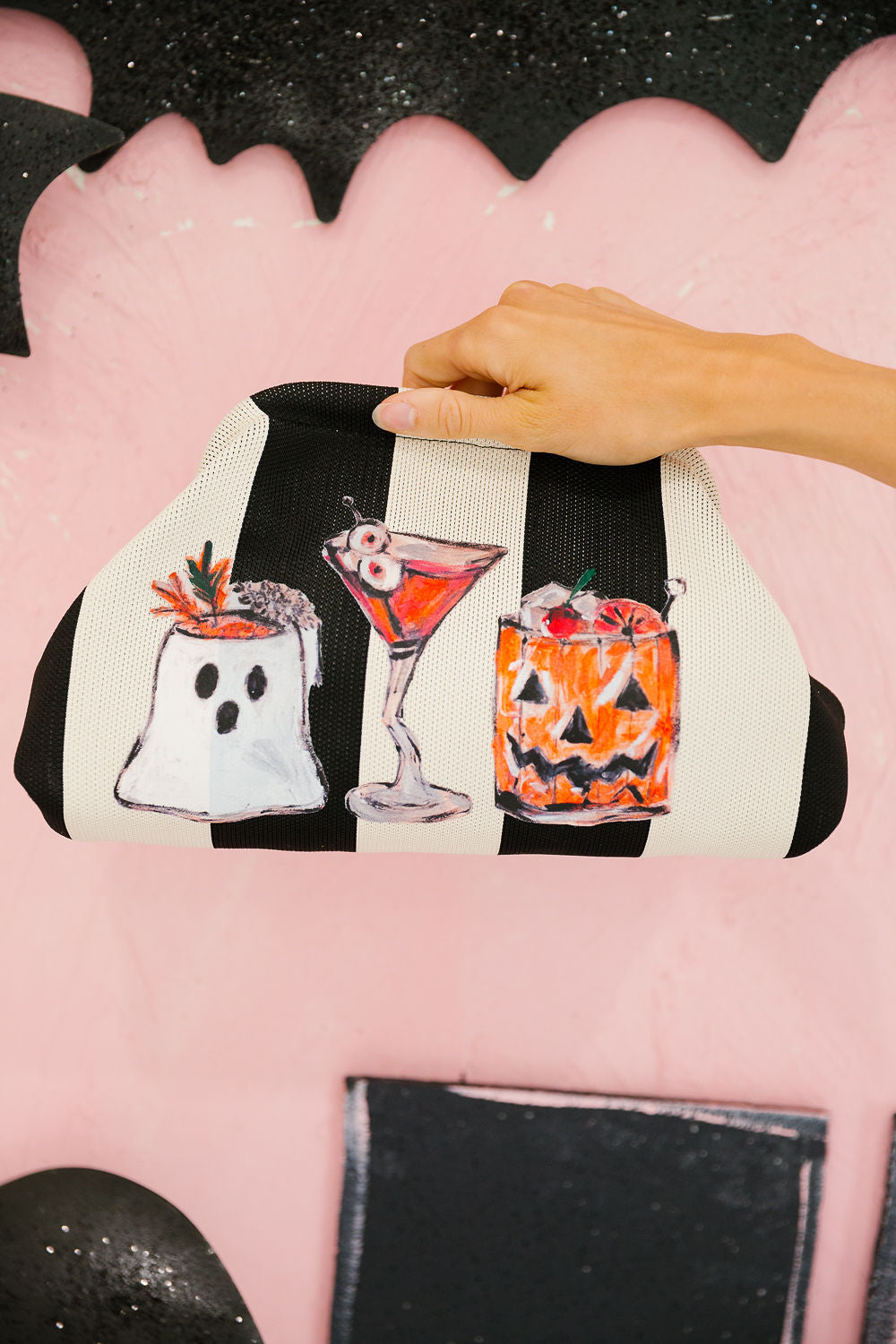SPOOKY SIPS STRIPED CLUTCH PULLOVER Judith March