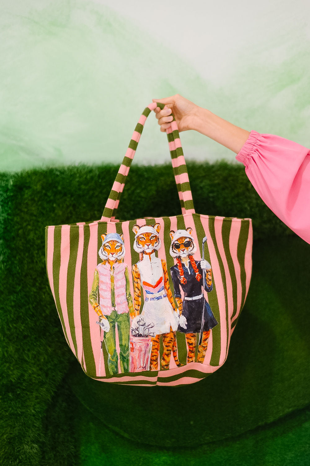 TIGERS & TEES STRIPED TOTE BAG PURSE Judith March