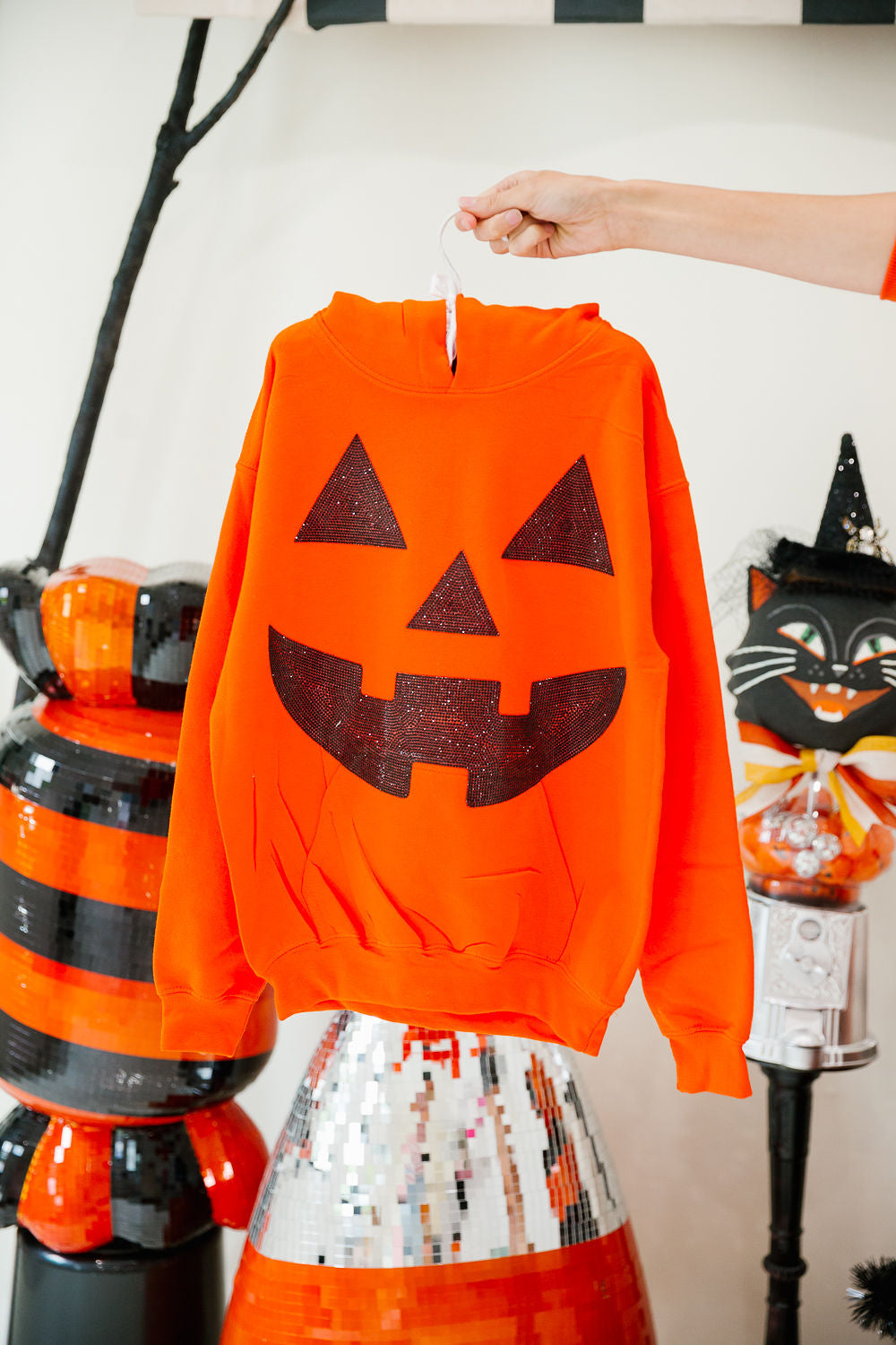 MINI KIDS PUMPKIN FACE ORANGE HOODIE PULLOVER Judith March