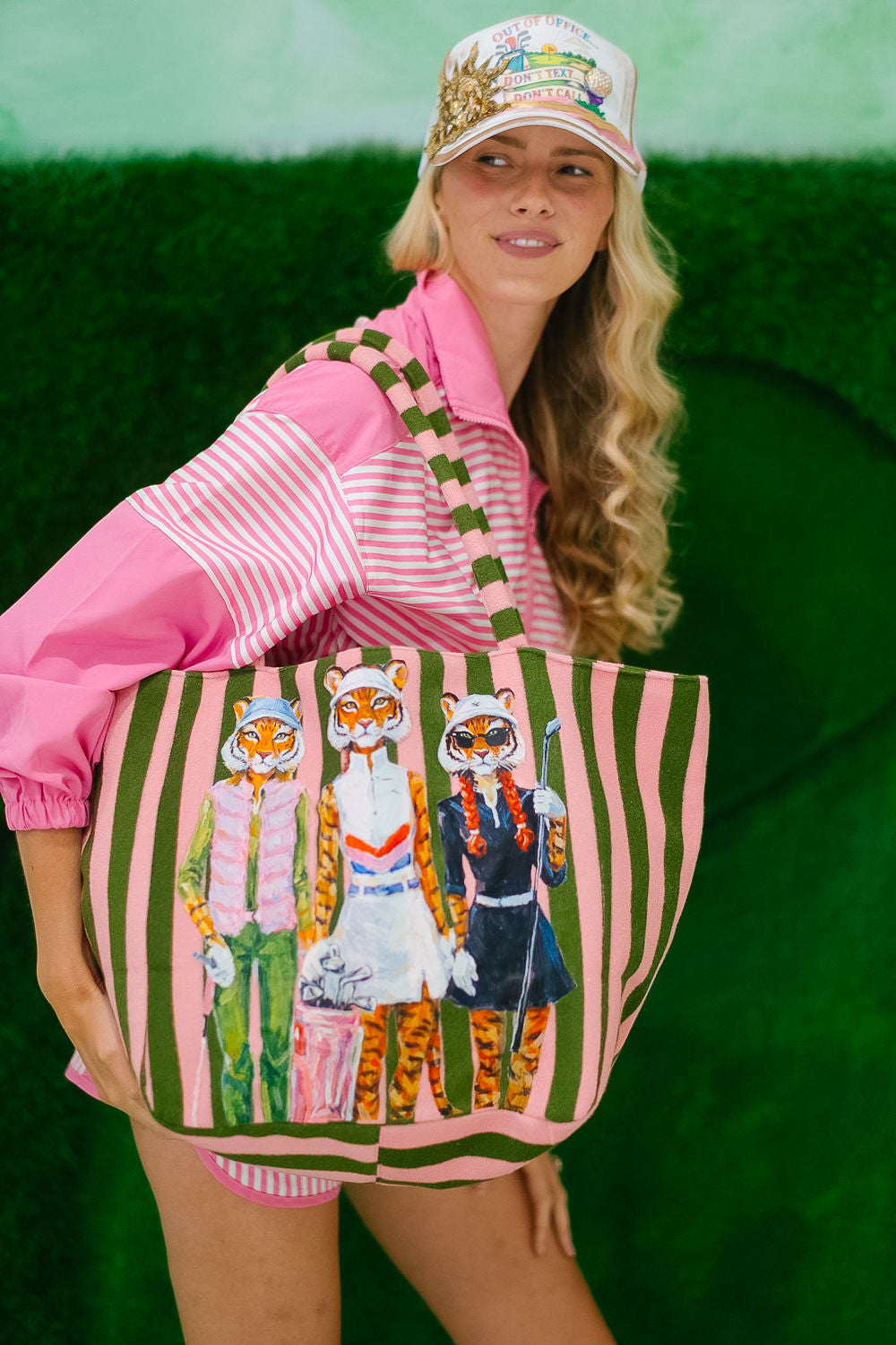 TIGERS & TEES STRIPED TOTE BAG PURSE Judith March
