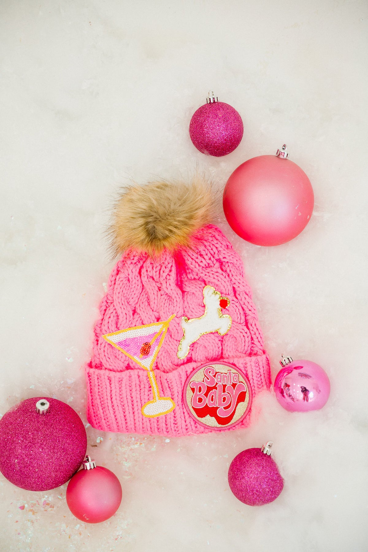 PINK CHRISTMAS COCKTAIL BEANIE BEANIE Judith March