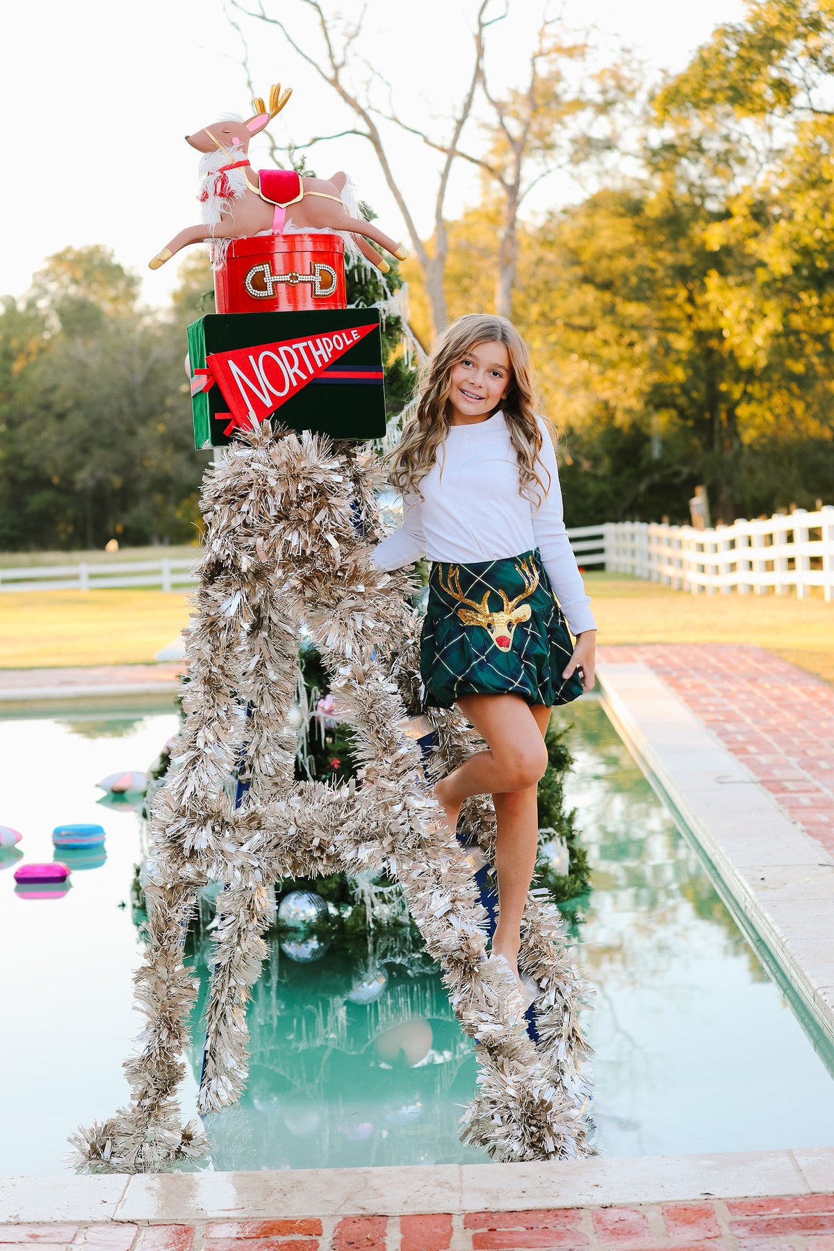 MINI KIDS REINDEER PLAID SKIRT