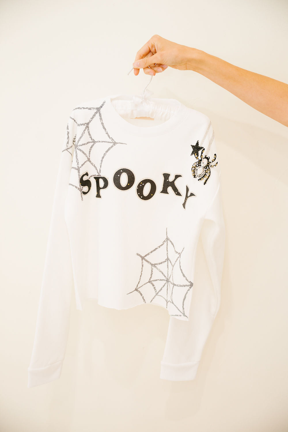 MINI KIDS SPOOKY SPARKLE WHITE PULLOVER PULLOVER Judith March
