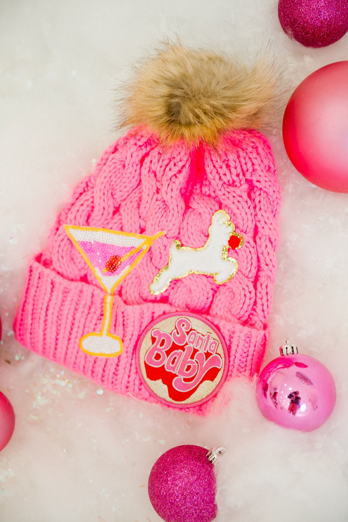 PINK CHRISTMAS COCKTAIL BEANIE BEANIE Judith March