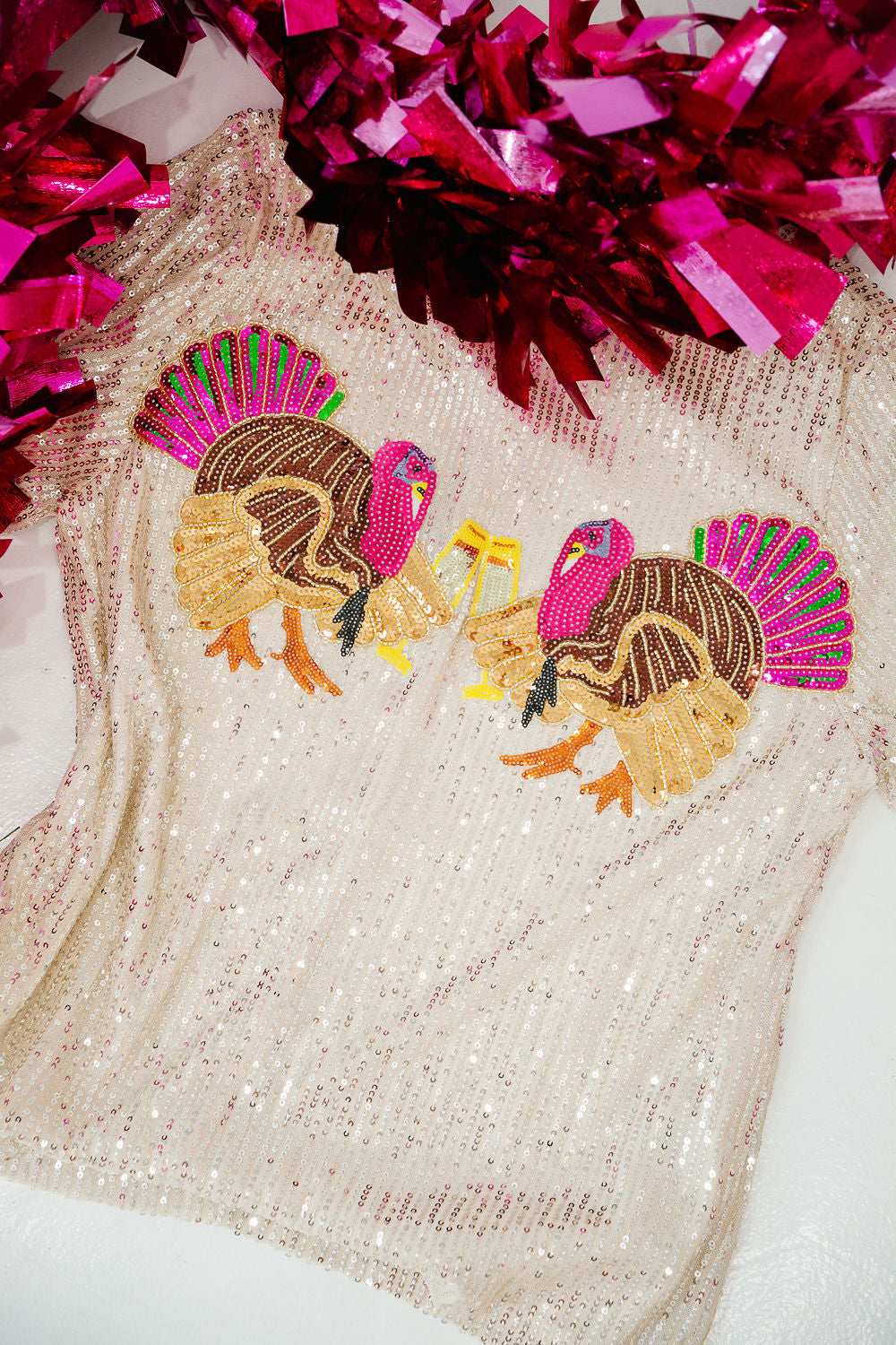 TURKEY CHEERS SEQUIN TOP TOP Judith March