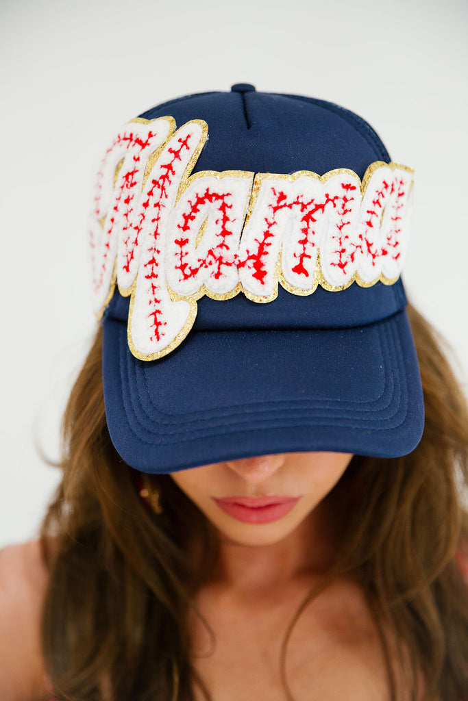 MAMA BASEBALL NAVY TRUCKER HAT TRUCKER HAT Judith March