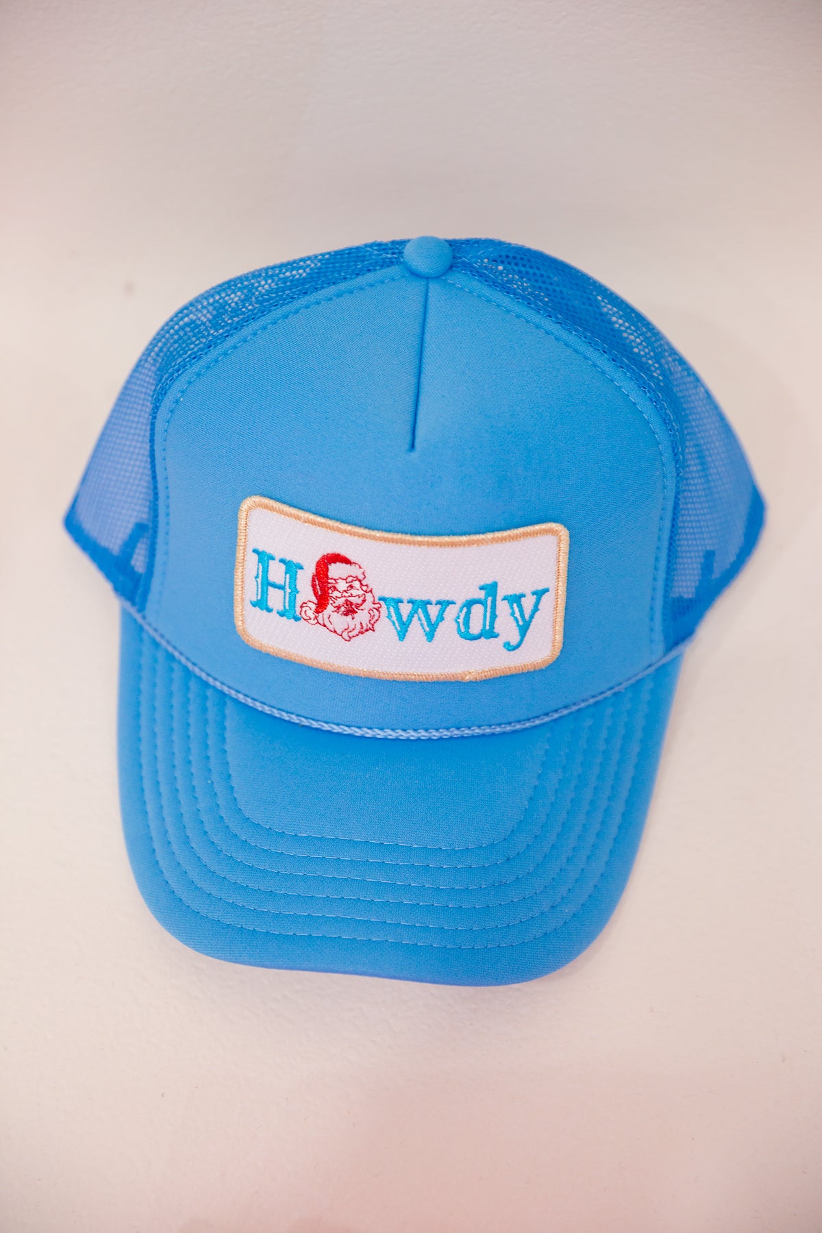 *HOWDY SANTA BLUE TRUCKER HAT HAT Judith March