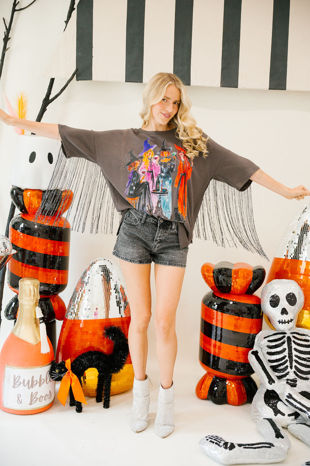 WITCH'S NIGHT OUT FRINGE TOP PULLOVER Judith March