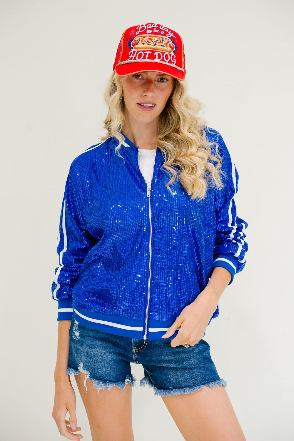 BAD DAY TO BE A HOT DOG SEQUIN JACKET JACKET Judith March
