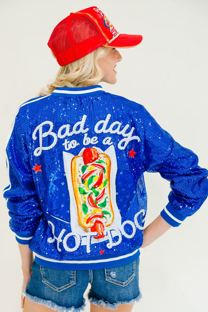 BAD DAY TO BE A HOT DOG SEQUIN JACKET JACKET Judith March