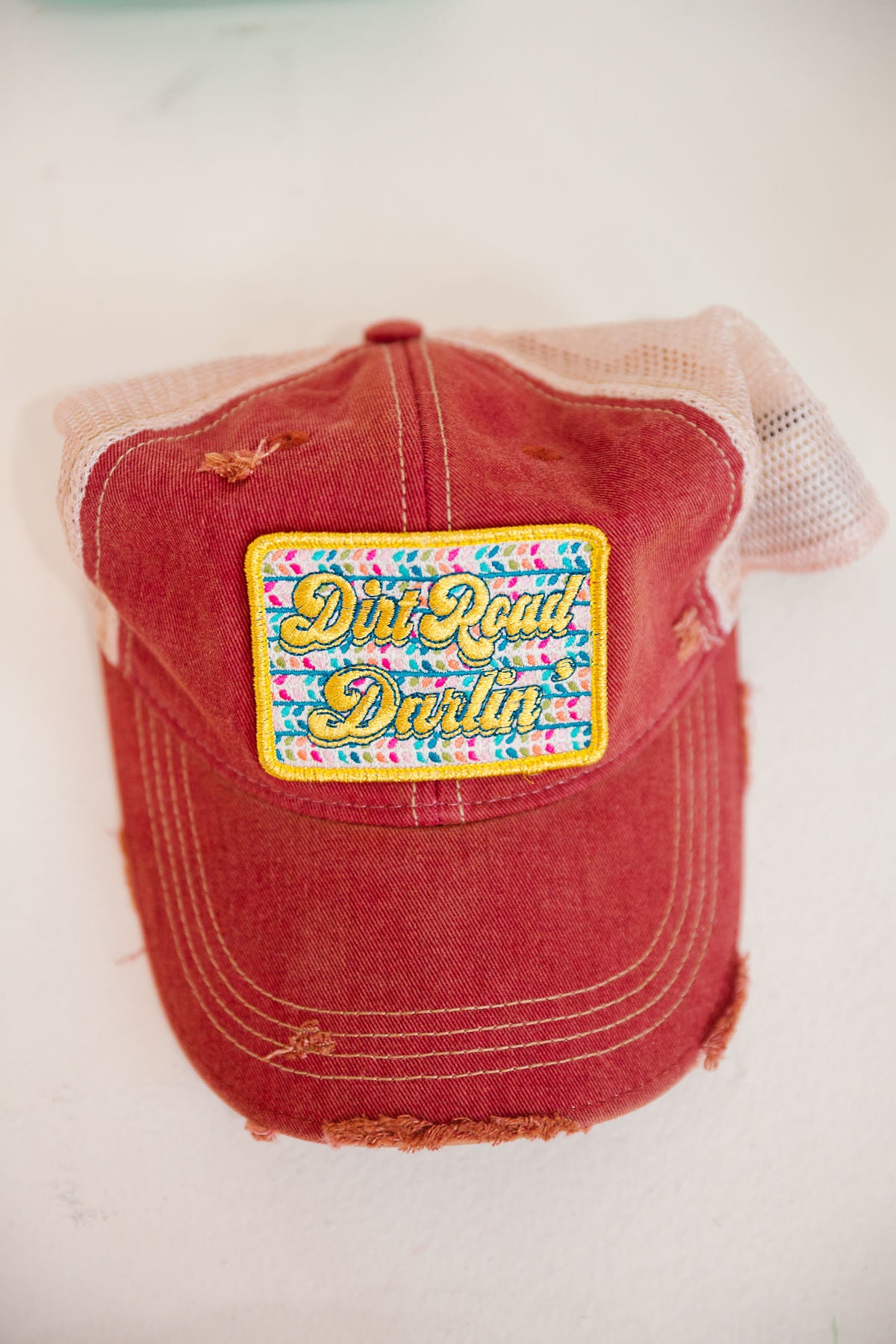 *DIRT ROAD DARLIN DARK RED DISTRESSED HAT HAT Judith March