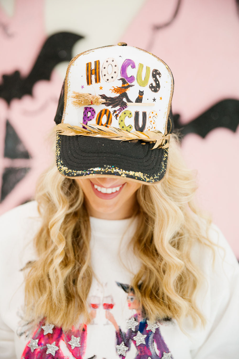 HOCUS POCUS BLACK TRUCKER HAT TRUCKER HAT Judith March