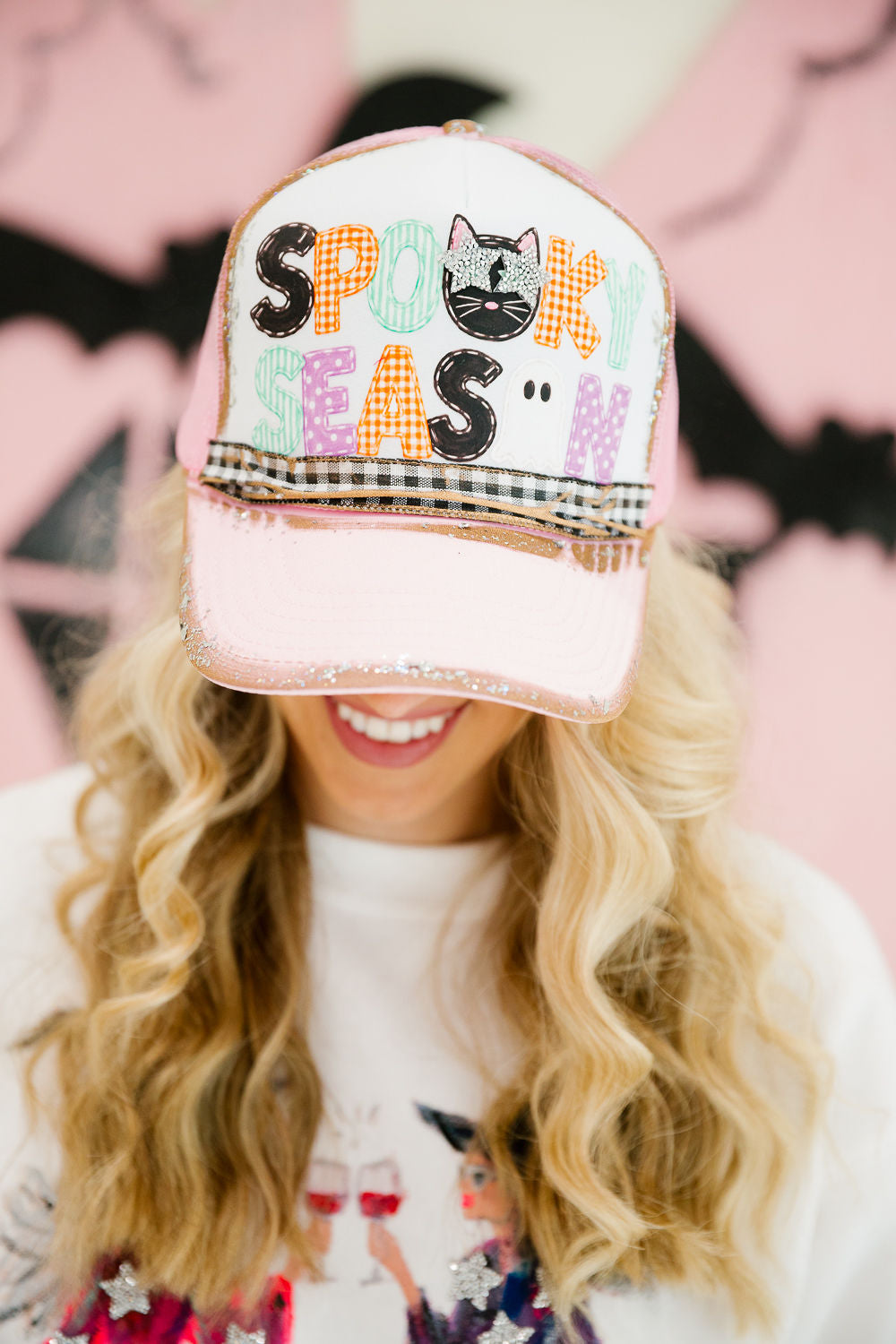 SPOOKY SEASON PINK TRUCKER HAT TRUCKER HAT Judith March