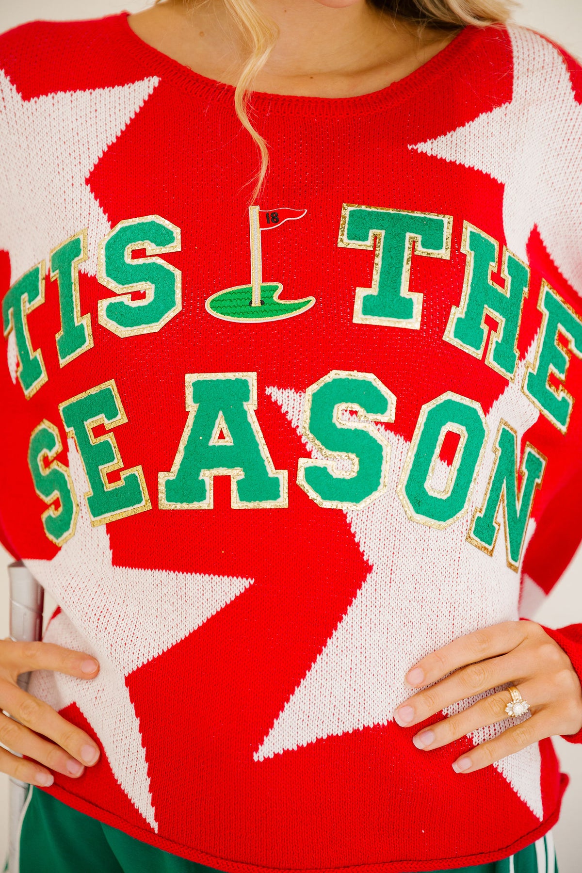 TIS THE SEASON RED STAR SWEATER PULLOVER Judith March