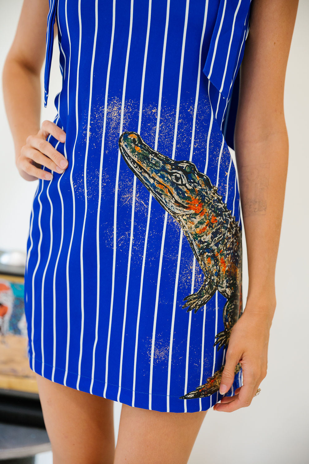 SWAMP SPIRIT HANDPAINTED STRIPED DRESS DRESS Judith March