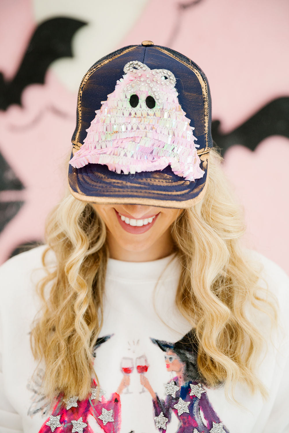 GHOSTLY GLAM NAVY TRUCKER HAT TRUCKER HAT Judith March