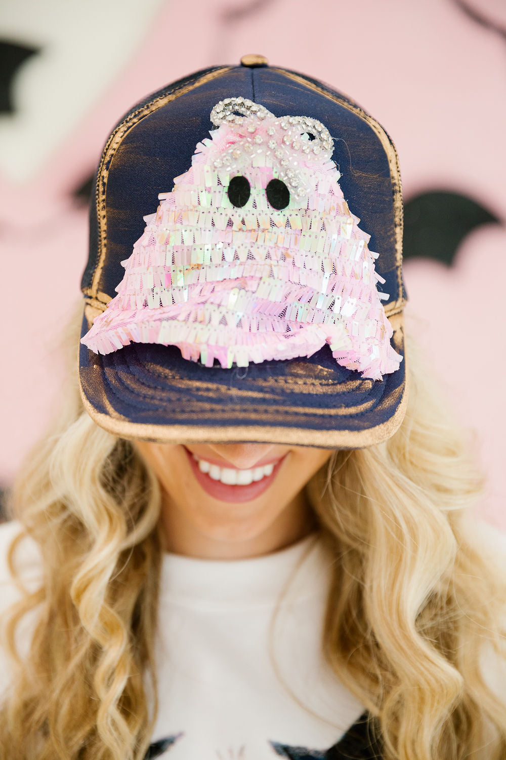 GHOSTLY GLAM NAVY TRUCKER HAT TRUCKER HAT Judith March