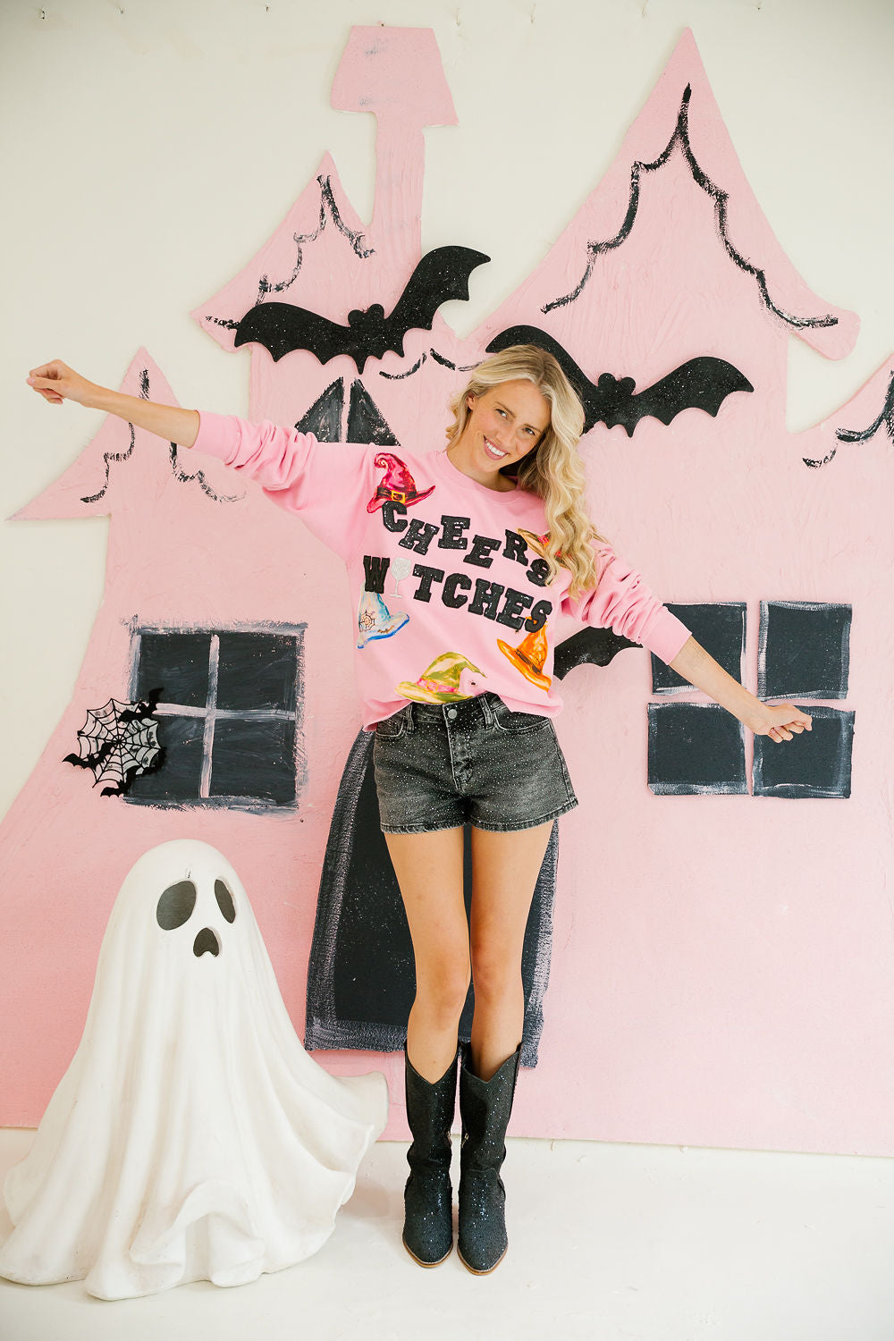 CHEERS WITCHES PINK PULLOVER PULLOVER Judith March