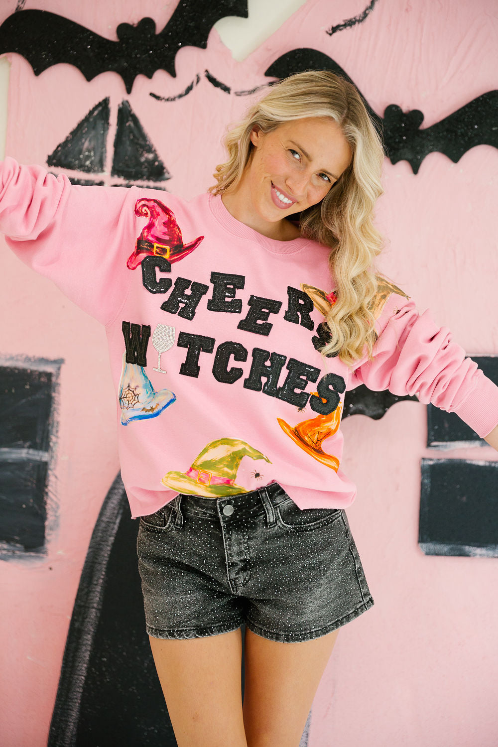 CHEERS WITCHES PINK PULLOVER PULLOVER Judith March