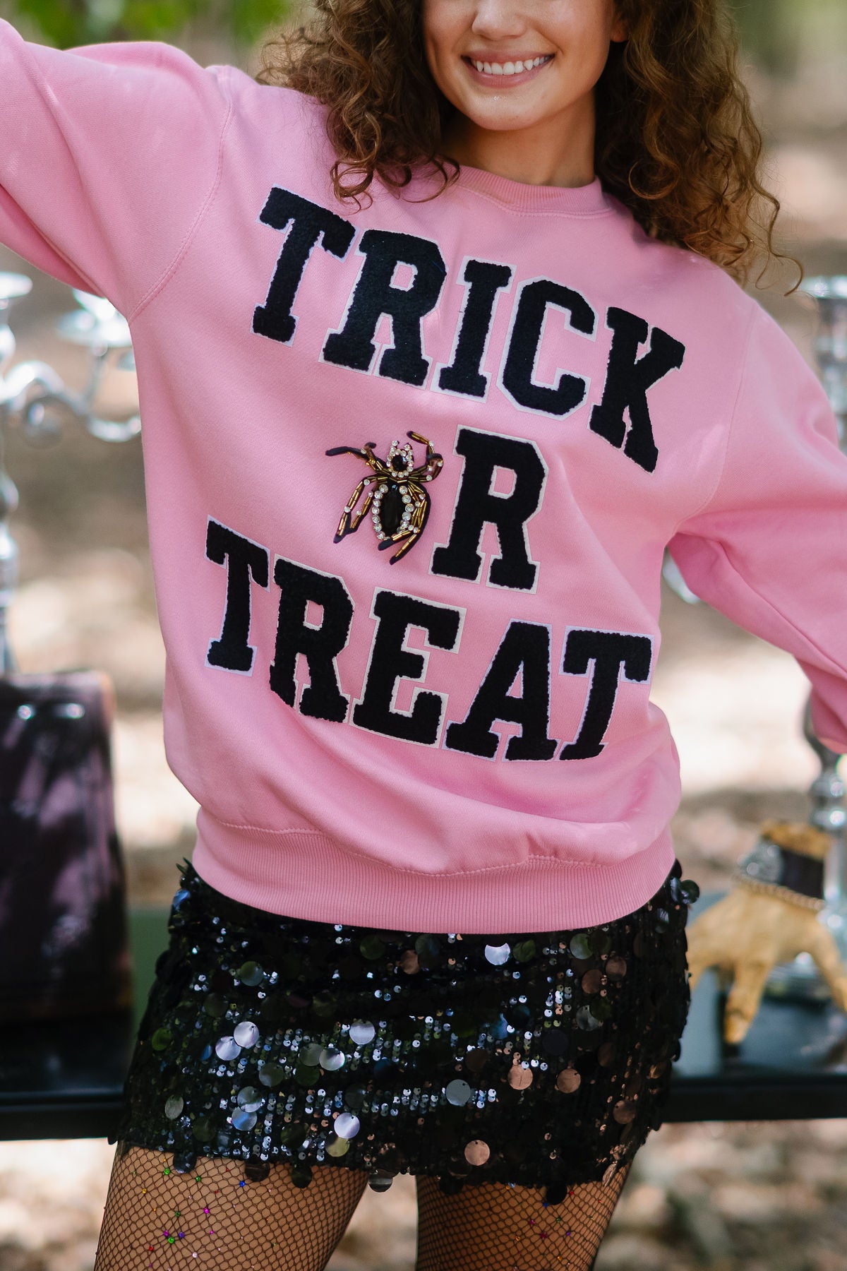 TRICK OR TREAT PINK PULLOVER