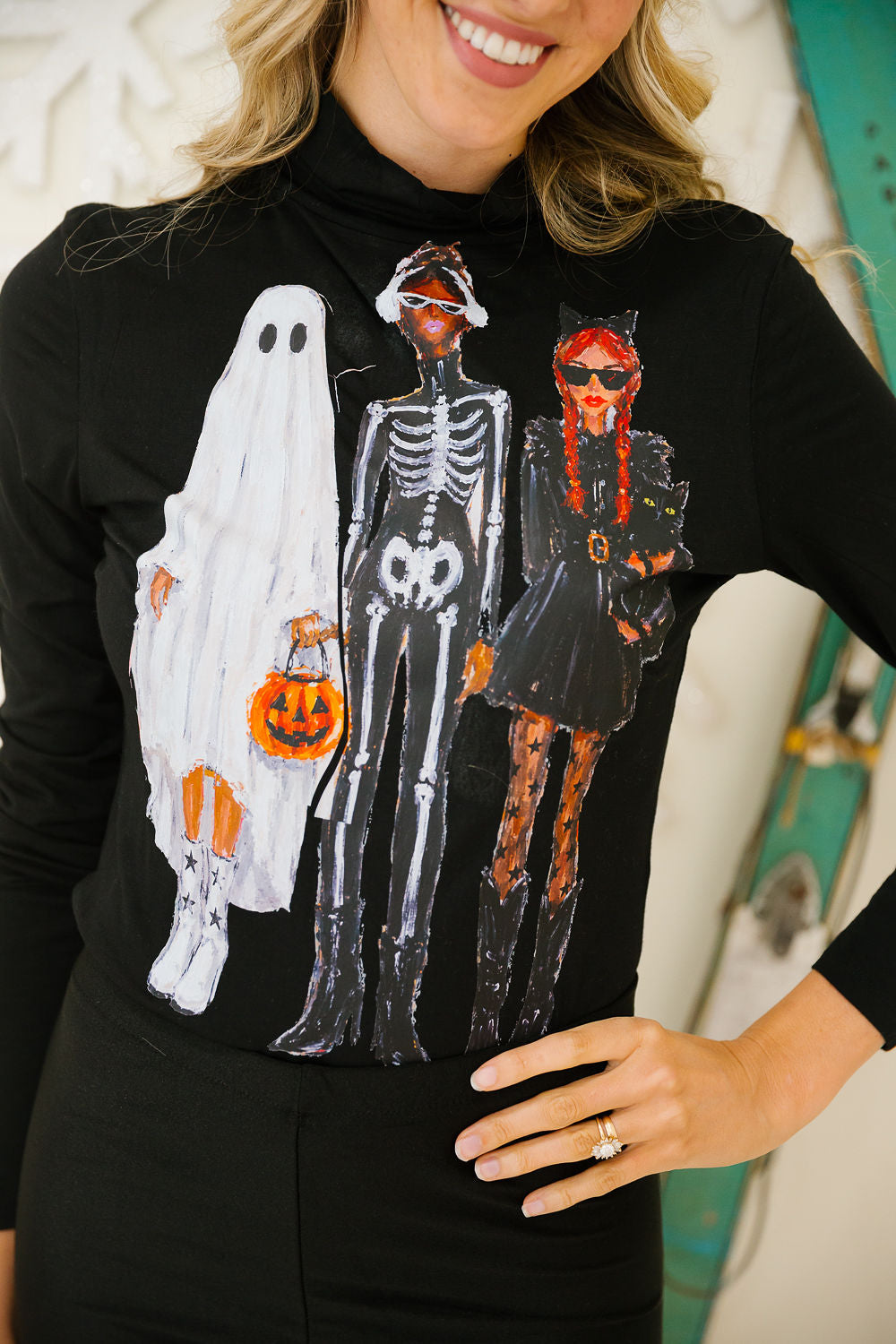 BOO CREW BLACK BODYSUIT PULLOVER Judith March