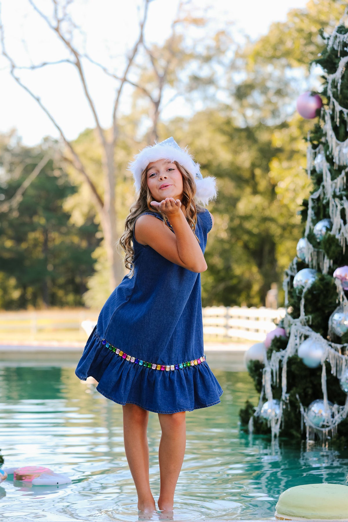 MINI KIDS JEWEL BOX DENIM DRESS bow Judith March