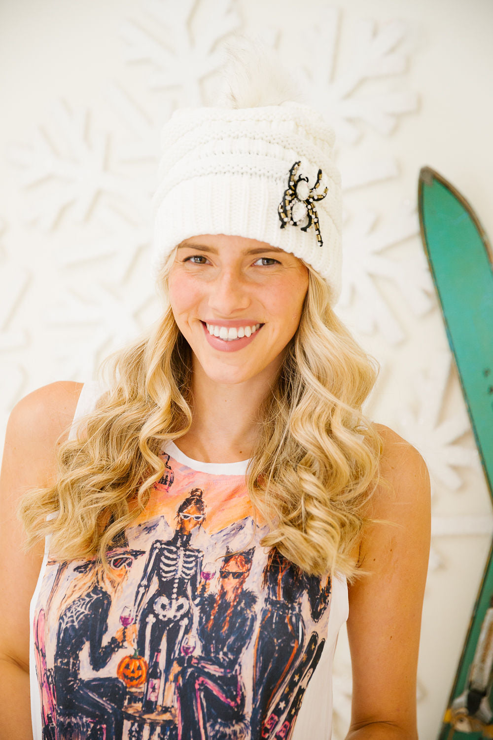 SPOOKY SPIDER WHITE BEANIE Clutch Judith March