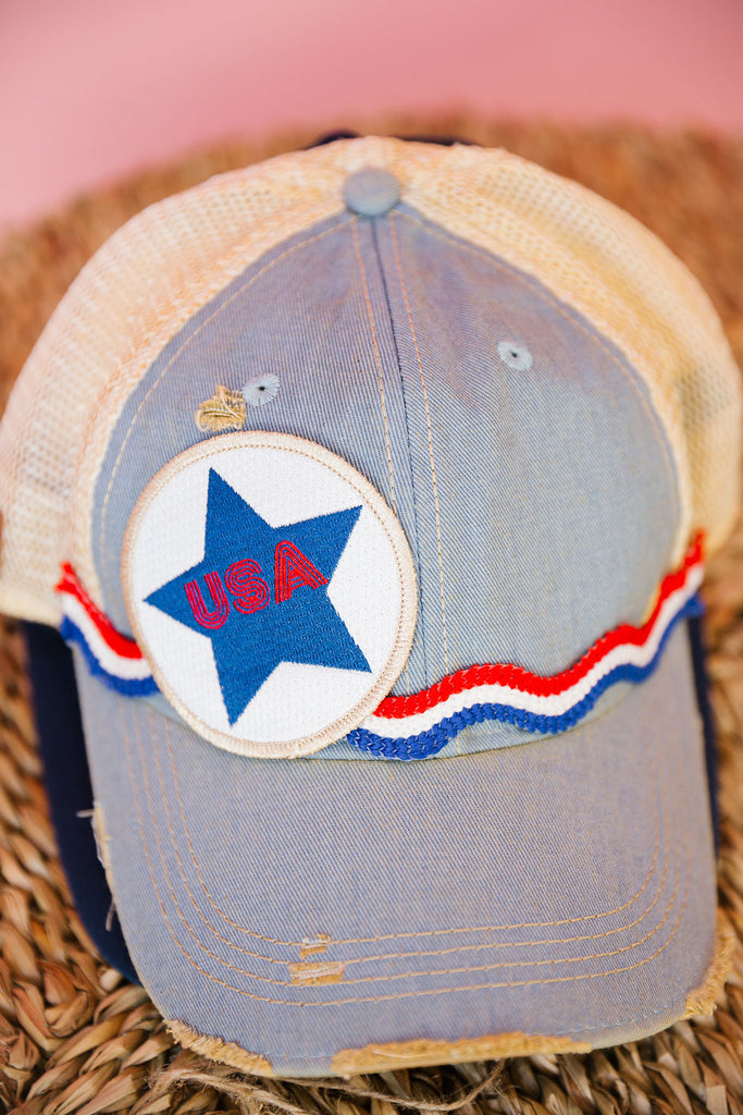 AMERICAN STAR DENIM DISTRESSED HAT