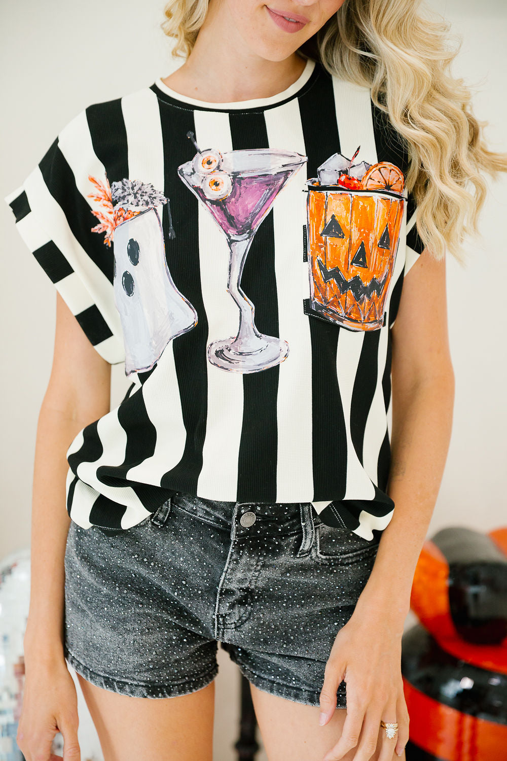 SPOOKY SIPS STRIPED TOP SET Judith March
