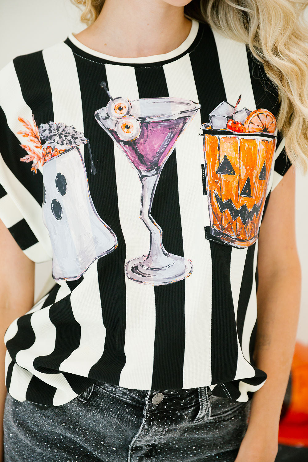 SPOOKY SIPS STRIPED TOP SET Judith March