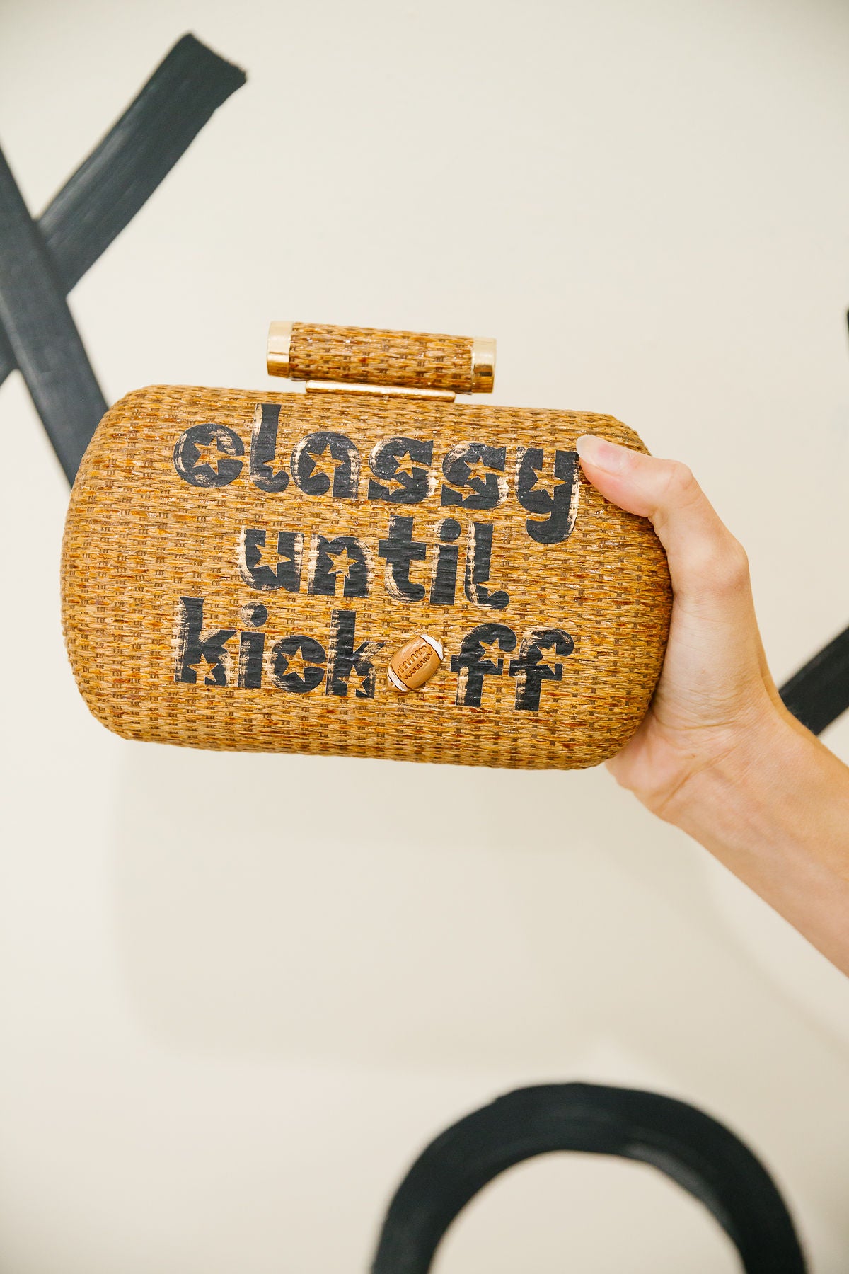 CLASSY UNTIL KICKOFF WOVEN CLUTCH