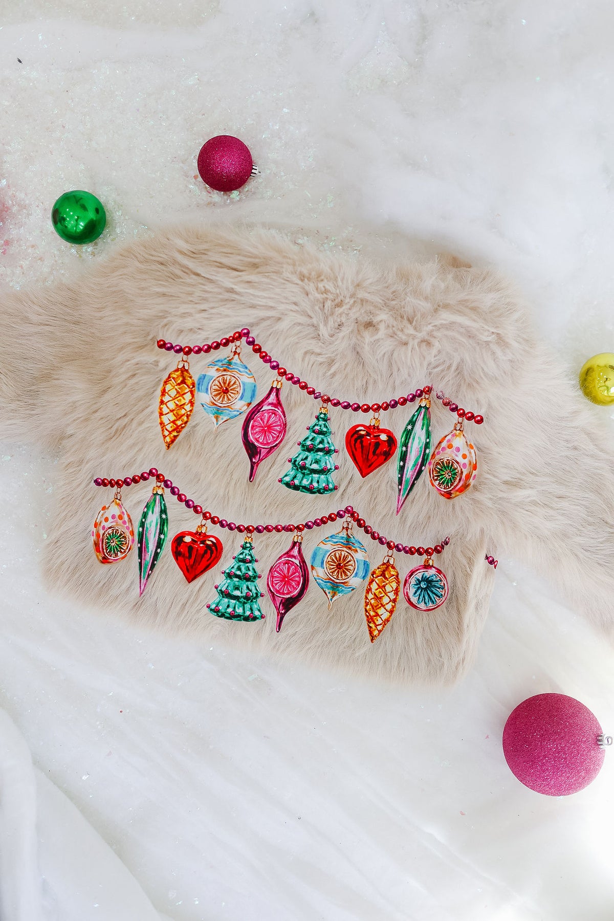 MINI KIDS DECK THE HALLS CREAM FUR JACKET