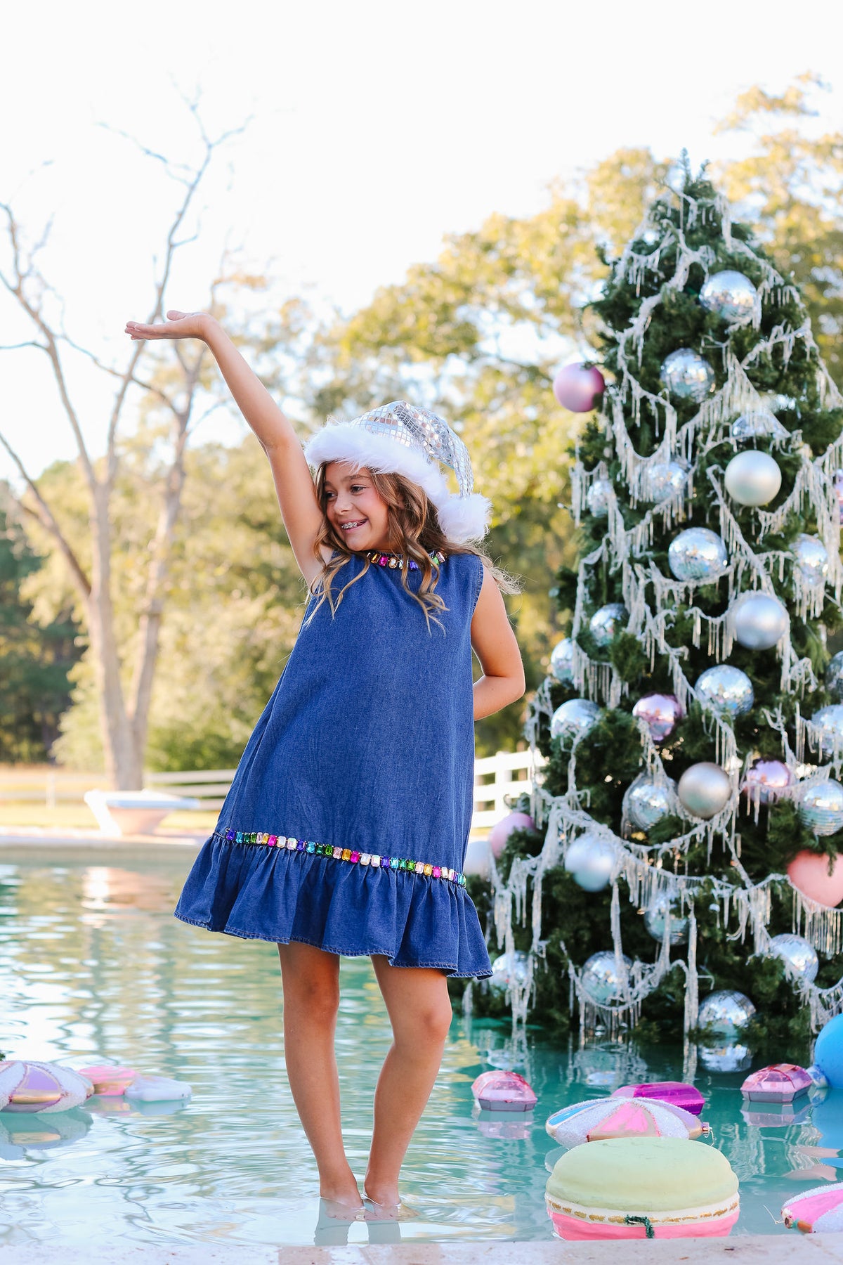 MINI KIDS JEWEL BOX DENIM DRESS bow Judith March