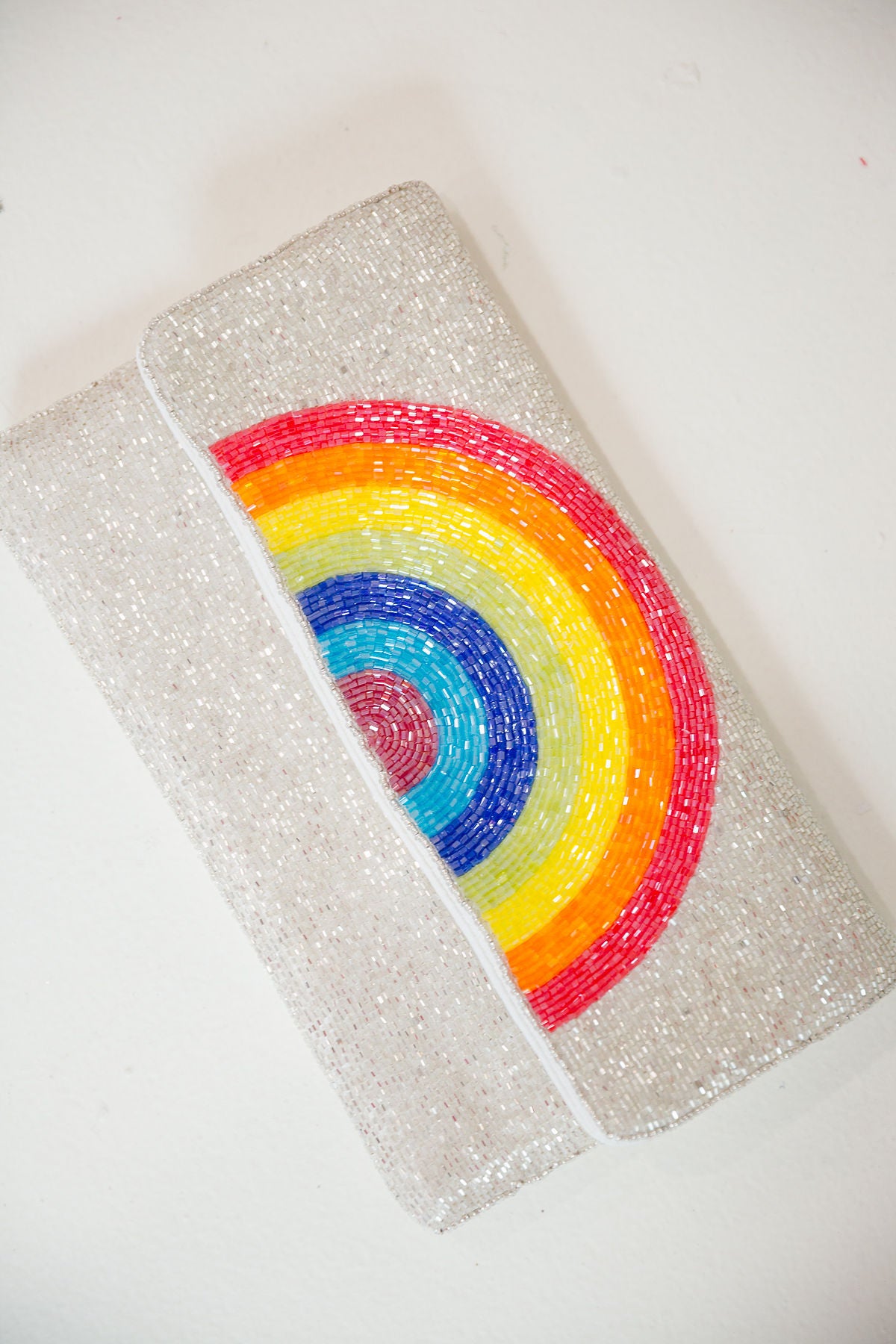 *RAINBOW BEADED CLUTCH BAG Judith March
