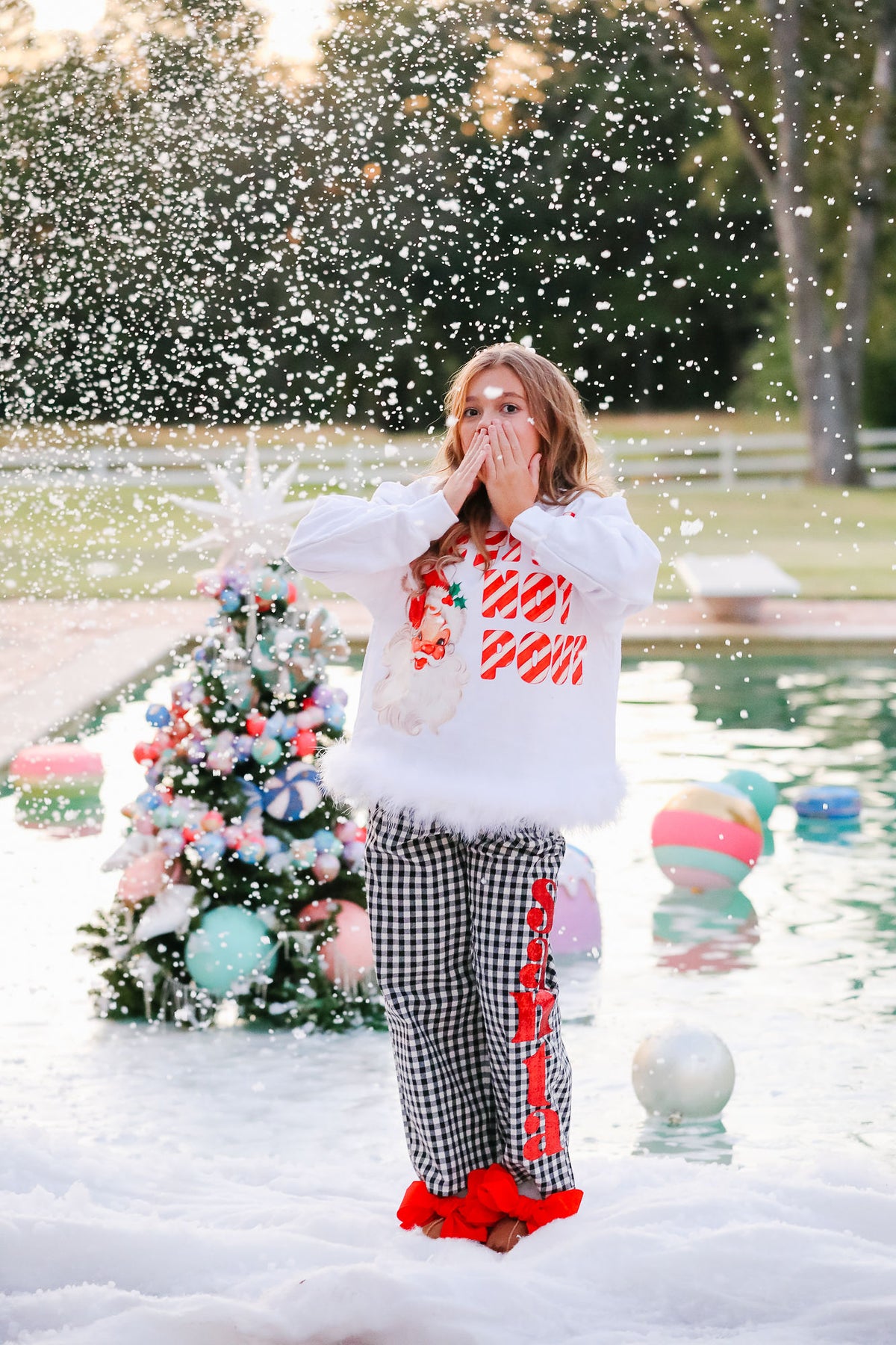 MINI KIDS SANTA'S SWEETHEART GINGHAM PANTS
