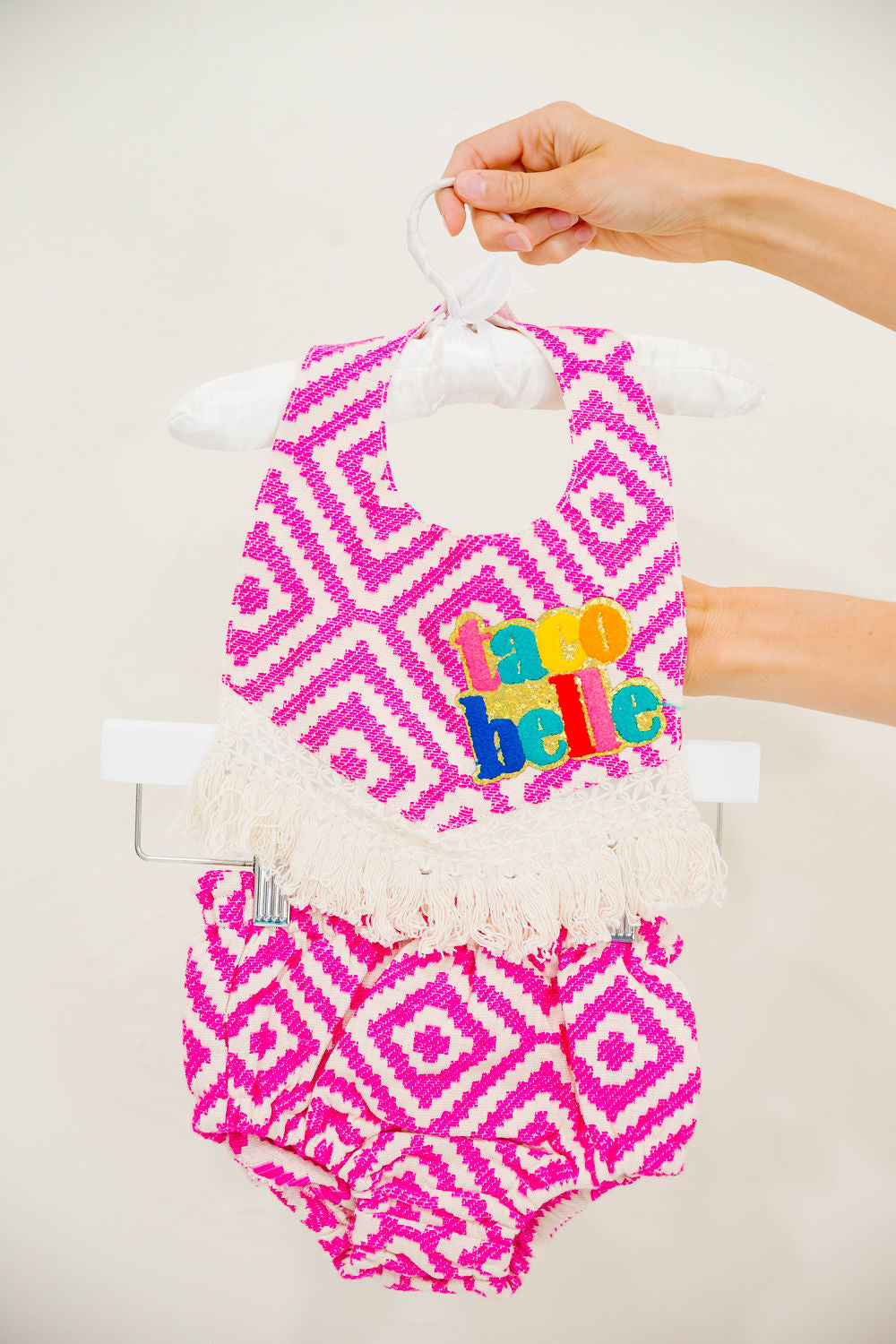 **MINI KIDS TACO BELLE PINK AZTEC BIB - ONE SIZE BIB Judith March