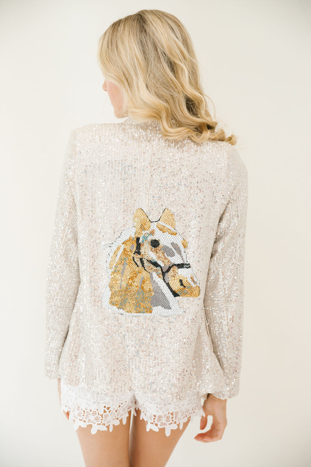 *CREAM SEQUIN HORSE BLAZER - SMALL BLAZER Judith March