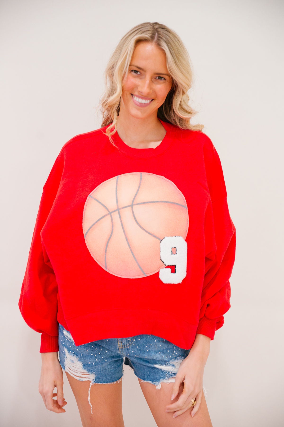 *BASKETBALL #9 RED PULLOVER - SMALL PULLOVER Judith March
