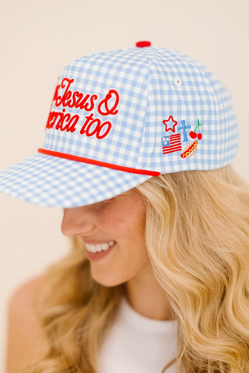 LOVES JESUS & AMERICA TOO STRUCTURED HAT HAT Judith March