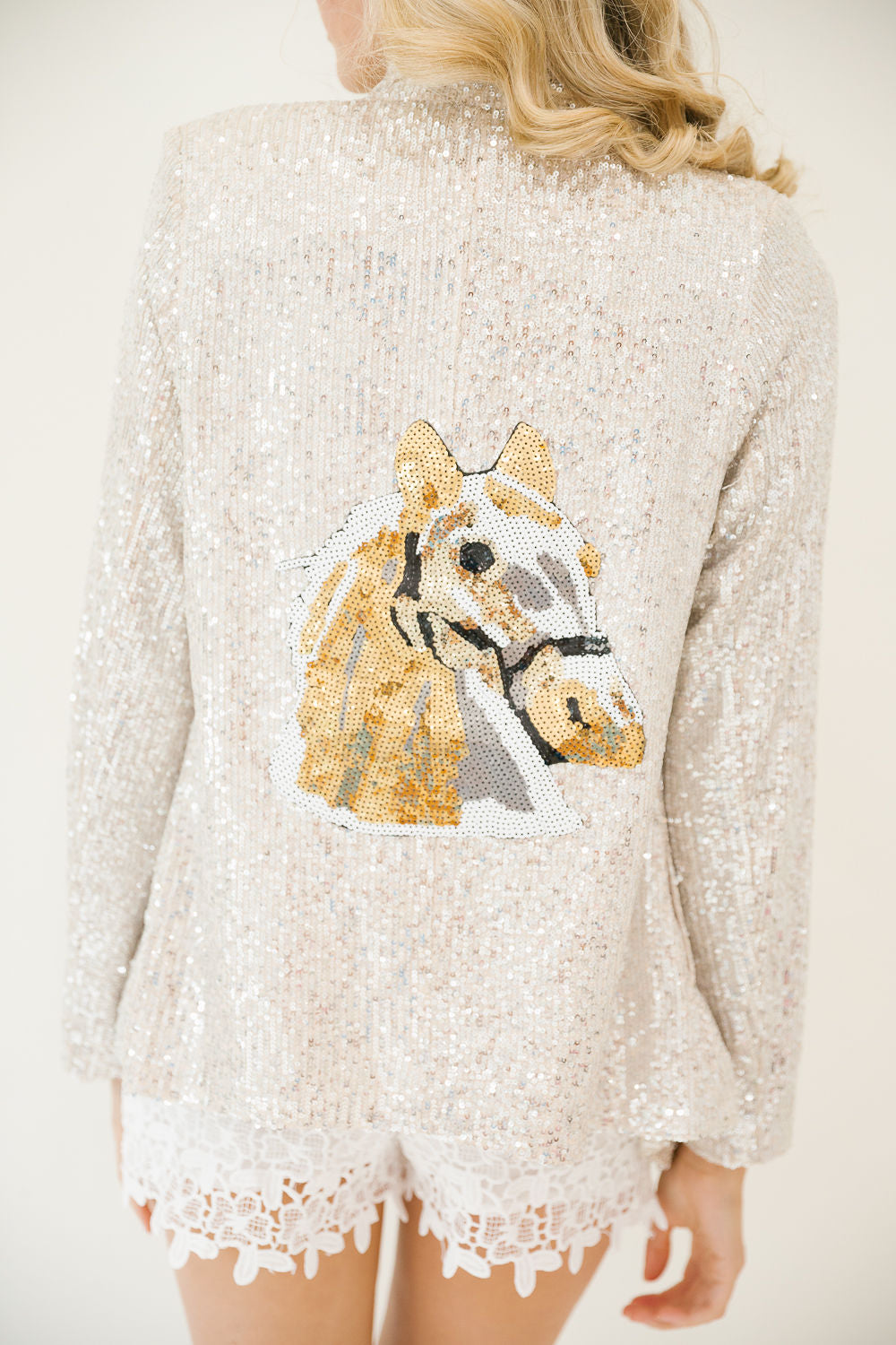 *CREAM SEQUIN HORSE BLAZER - SMALL BLAZER Judith March