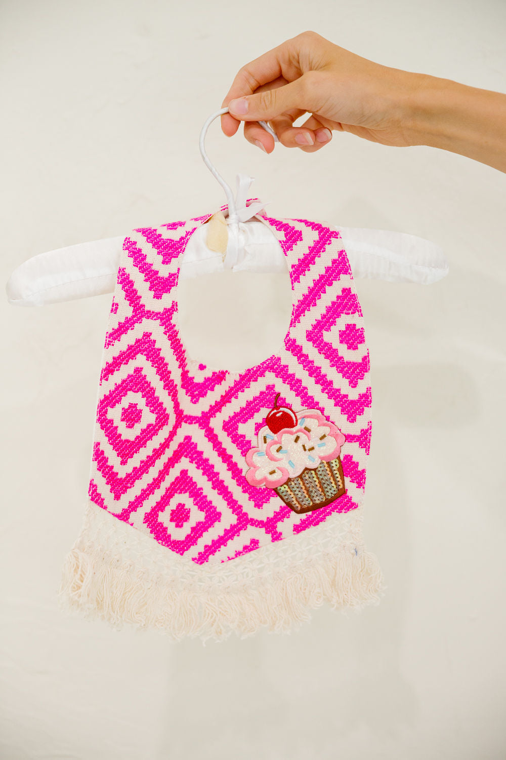 **MINI KIDS CUPCAKE PINK AZTEC BIB - ONE SIZE BIB Judith March