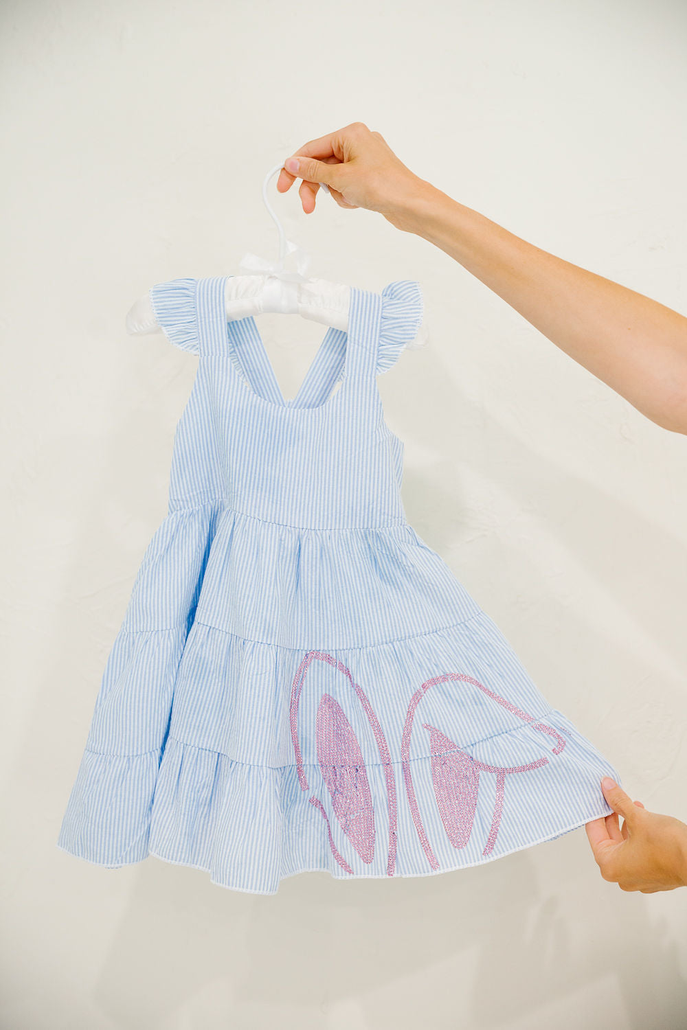 **MINI KIDS BUNNY EARS BLUE STRIPED DRESS - 18-14M DRESS Judith March