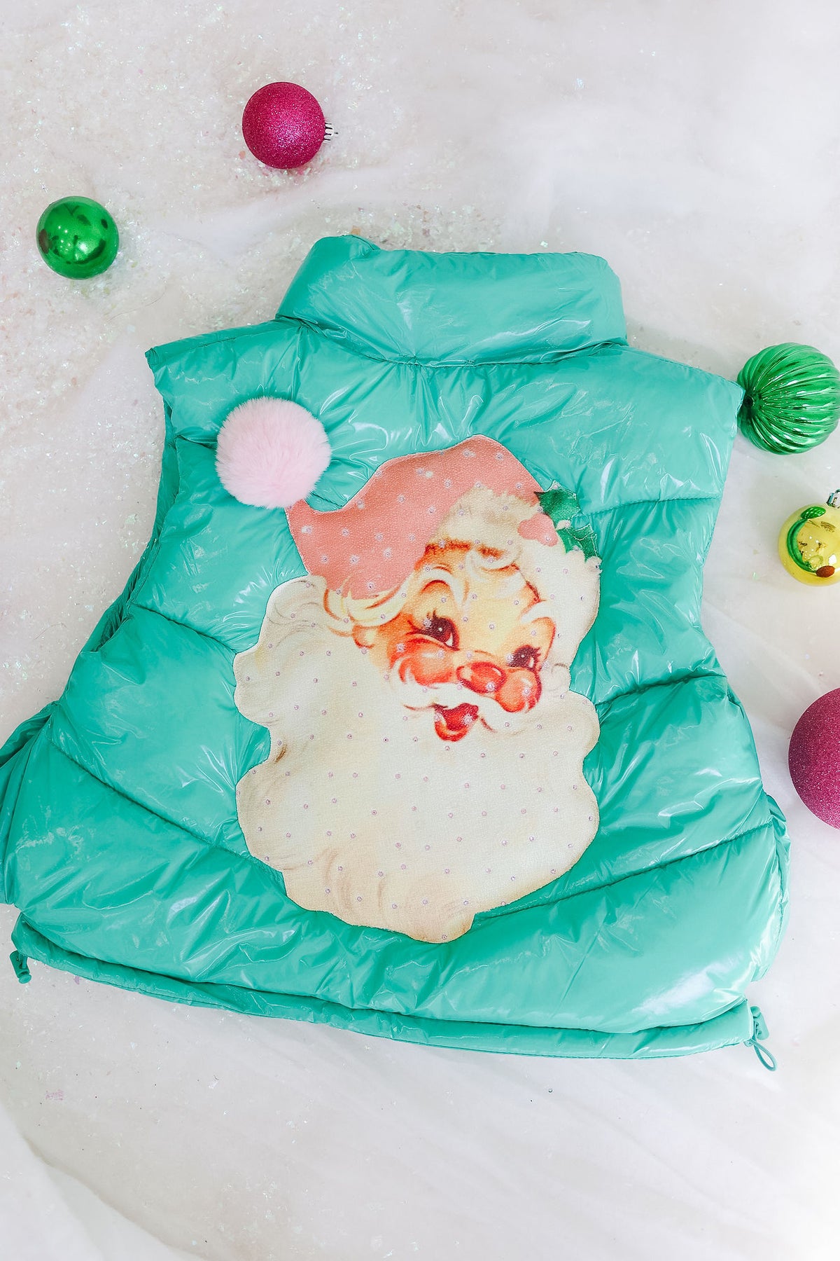 SANTA CLAUS SPARKLE TEAL VEST VEST Judith March