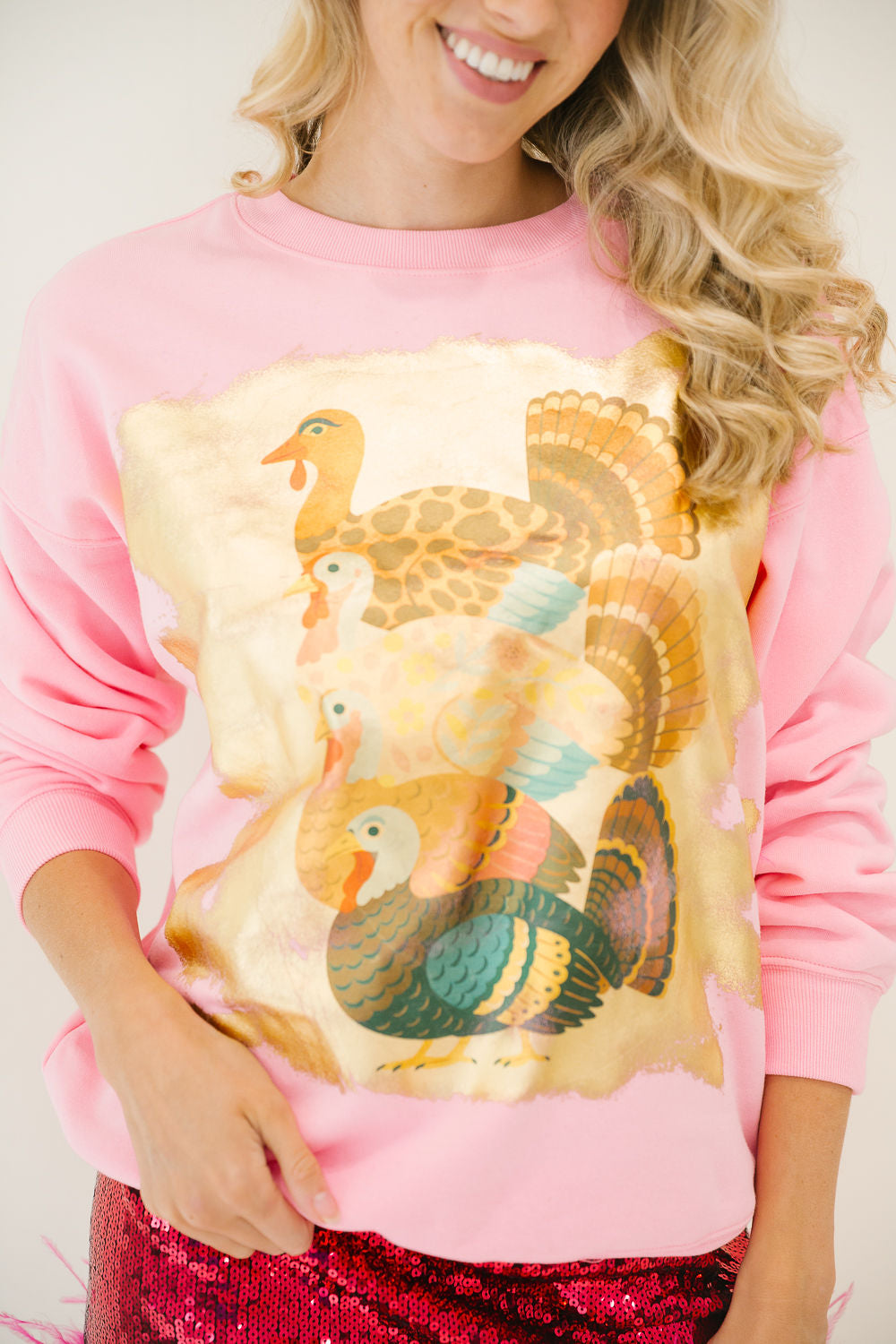 *PINK TURKEY LOVERS PULLOVER - MEDIUM TEE Judith March