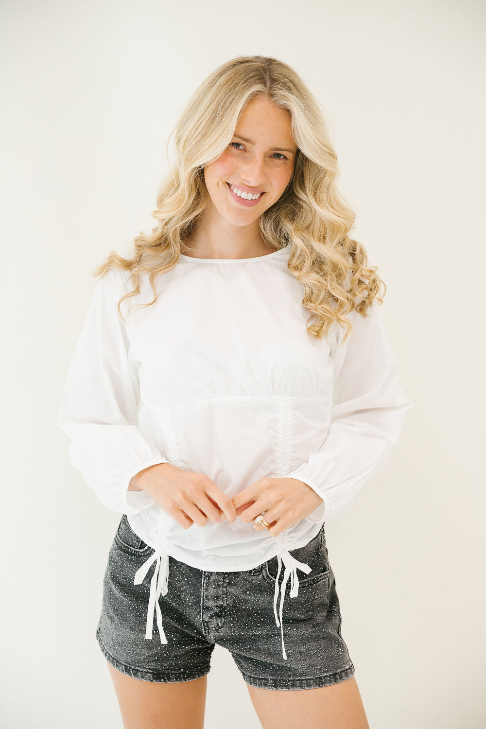 *WHITE LONG SLEEVE TOP - SMALL TOP Judith March