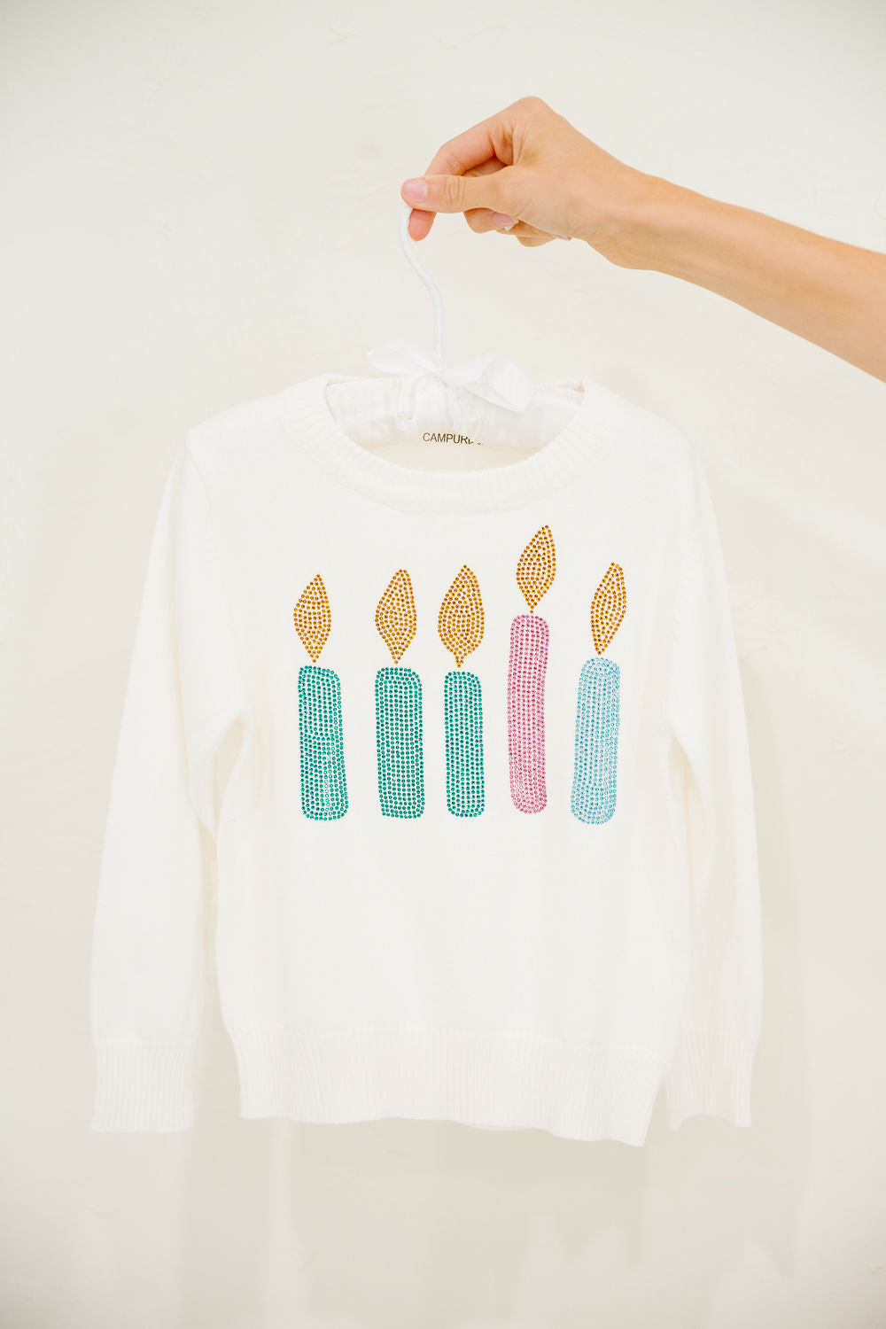 **MINI KIDS BIRTHDAY CANDLES WHITE SWEATER SWEATER Judith March