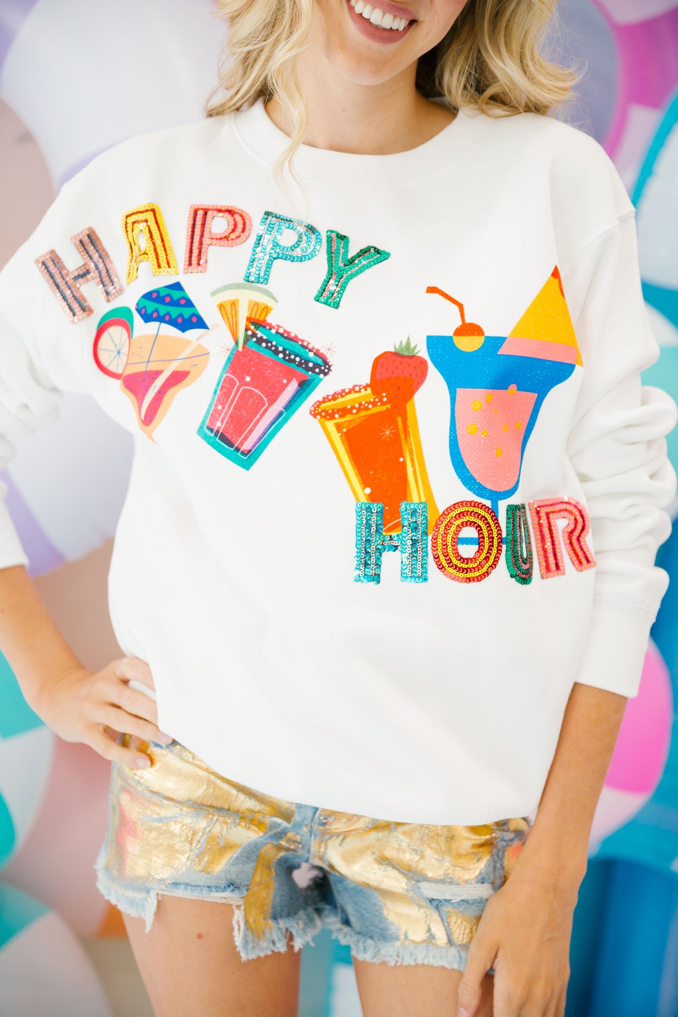 HAPPY HOUR WHITE PULLOVER
