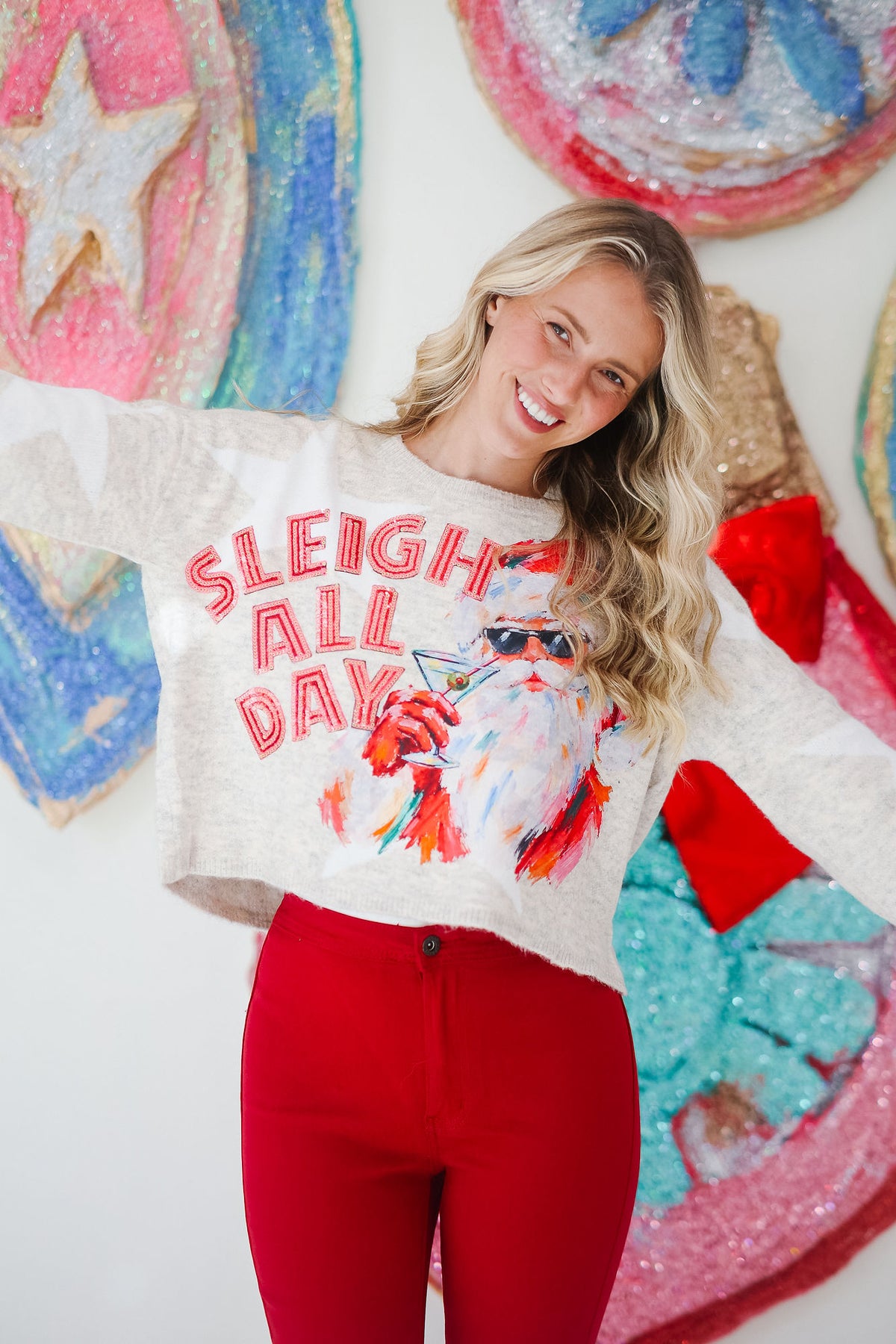 SLEIGH ALL DAY CREAM STAR SWEATER PULLOVER Judith March